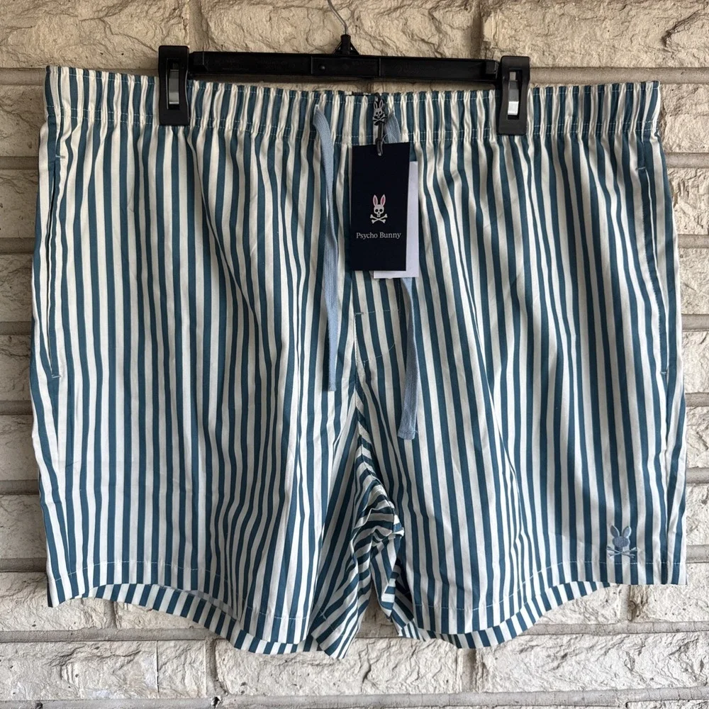 Psycho Bunny Pajama Shorts Mens XL Mallard Blue 100% Cotton Lounge MO1400013 NEW